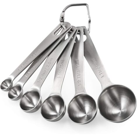 Cucchiai dosatori da 6 pezzi: set di cucchiai dosatori da cucina in acciaio inossidabile 18/8 (1/8 cucchiaino, 1/4 cucchiaino, 1/2 cucchiaino, 1 cucchiaino, 1/2 cucchiaio e 1 cucchiaio) per ingredient