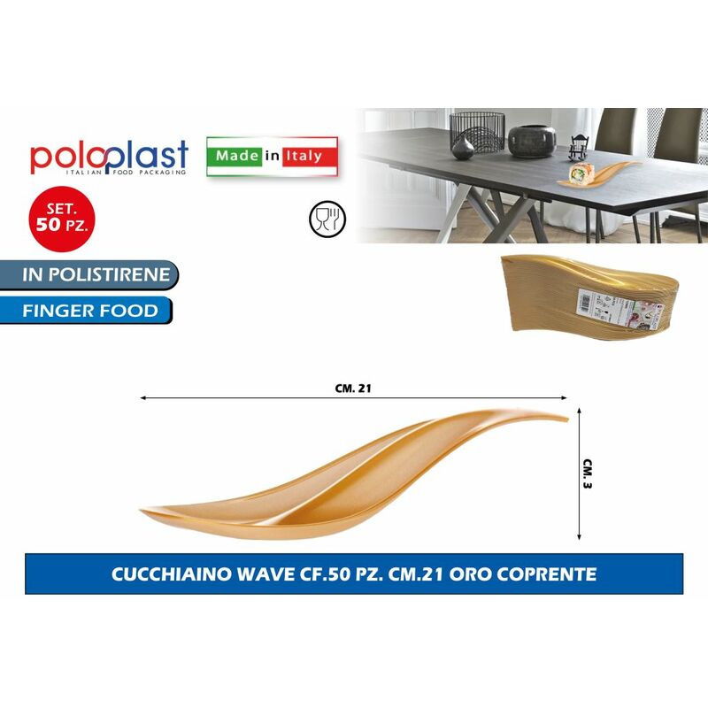 Image of Cucchiaino Wave Cf.50 Pz. Cm.21 Oro Coprente