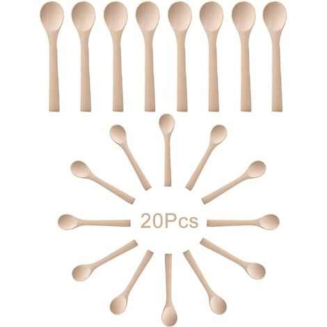 Cucchiai in legno di bambù 50 cucchiai per miele e bambini 13 cm in bambù. 