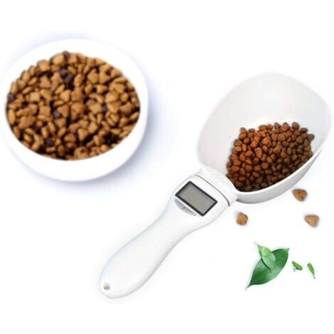 Cucchiaio dosatore per cibo per animali domestici da 800 g/0,1 g con bilancia da cucina, display LED, portatile, rimovibile, per alimenti.