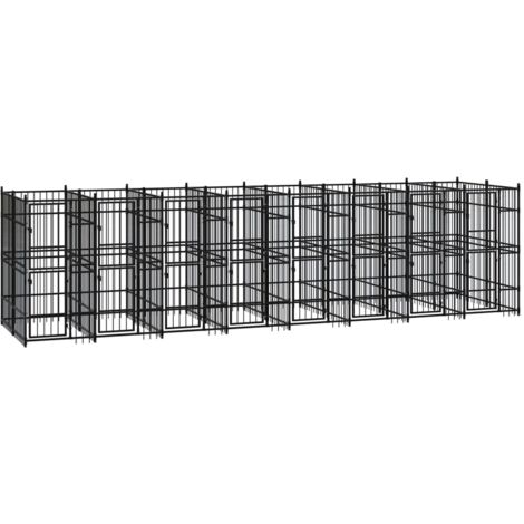 Cuccia gabbia per animali da esterno pac per cani in acciaio 14,75 m² nero 020041792