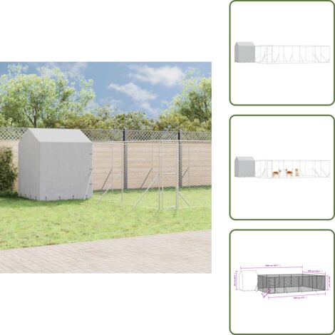 Cuccia in acciaio zincato - vidaXL Cuccia Cani da Esterno Tetto Argento 10x6x2,5 m Acciaio Zincato - Cuccia con porta a serratura