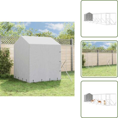 Cuccia in acciaio zincato - vidaXL Cuccia Cani da Esterno Tetto Argento 2x14x2,5 m Acciaio Zincato - Cuccia con serratura