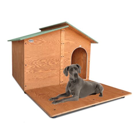 Cuccia In Legno Per Cani da Esterno "Rinforzata" mod. Extra Large con Davanzale  MADE IN ITALY A - Mod. 4XL “Gigante” con "TENDINA"
