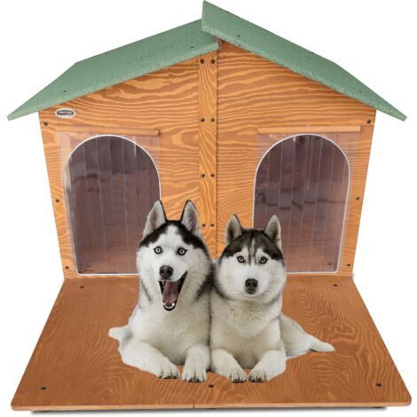 Cuccia In Legno Per Cani da Esterno "Rinforzata" mod. Extra Large con Davanzale  MADE IN ITALY B - Mod. 4XL “Gigante” Con Doppio Ingresso con 2 TENDINE OMAGGIO