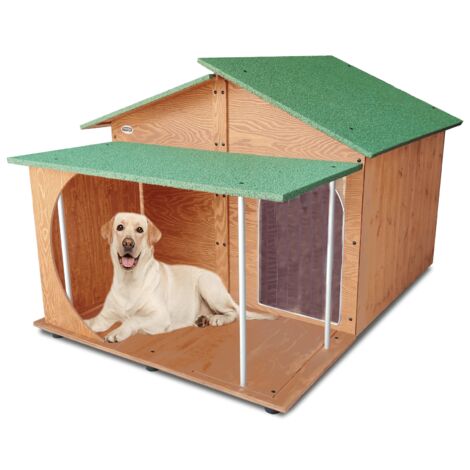 Cuccia In Legno Per Cani da Esterno "Rinforzata" mod. Extra Large con Veranda MADE IN ITALY A - Mod. 4XL “Gigante” con "TENDINA OMAGGIO"