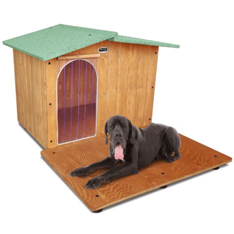Cuccia in Legno per Cani da Esterno "Rinforzata" Tendina OMAGGIO mod. Oasi con Davanzale  MADE IN ITALY E - Alano 119x153x87 Tendina OMAGGIO