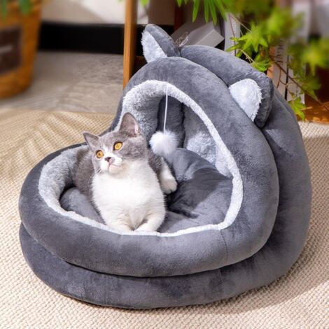 Cuccia invernale calda per gatti, cuccia semi-chiusa per gatti, morbida e confortevole, cuccia calda per gatti e piccoli animali