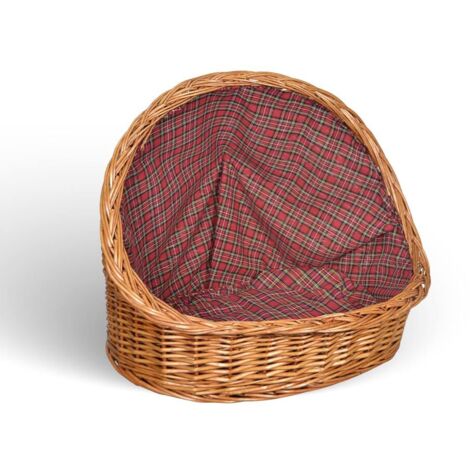 Cuccia lettiera in vimini con cuscino cesta lettino per animali 46x34x36 small