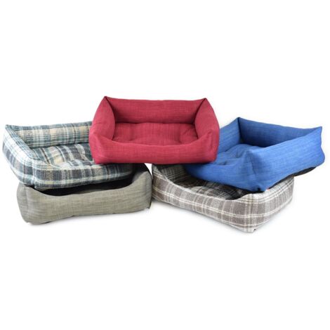 CUCCIA MORBIDA PER CANI IN TESSUTO 45X60 CM DA ARREDAMENTO CON BORDI ALTI E COMODO CUSCINO COLORI ASSORTITI