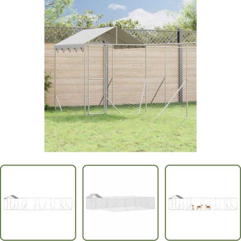 Cuccia per animali da compagnia -  Cuccia Cani da Esterno Tetto Argento 10x6x2,5 m Acciaio Zincato