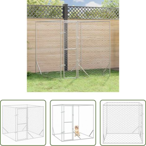Cuccia per animali da compagnia -  Cuccia per Cani da Esterno Argento 2x2x2 m Acciaio Zincato