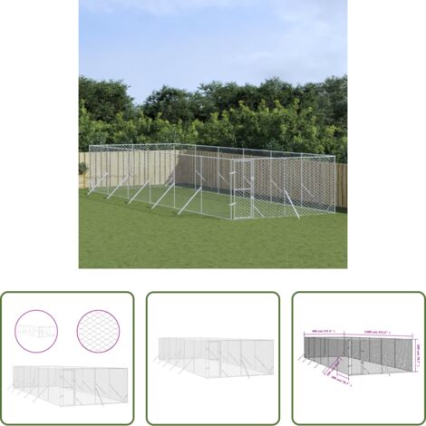 Cuccia per animali domestici -  Cuccia per Cani da Esterno Argento 4x12x2 m in Acciaio Zincato