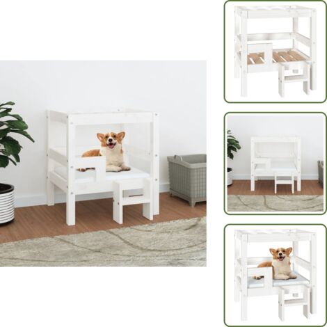 Cuccia per cani bianca - vidaXL Cuccia per Cani Bianco 55,5x53,5x60cm in Legno Massello di Pino -