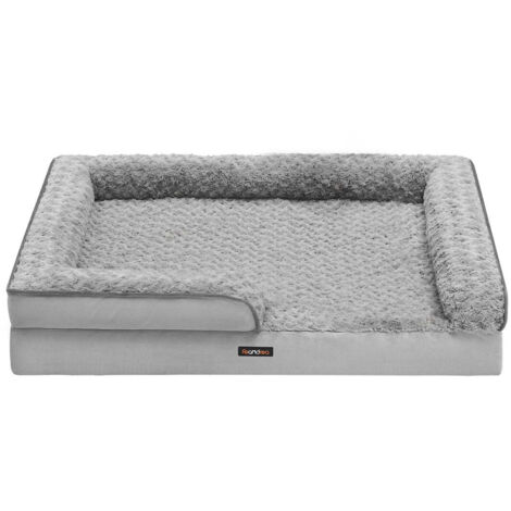 Cuccia per cani cuccia ortopedica per animali domestici schiuma a nido d'ape bordi imbottiti rialzati rivestimento in peluche rimovibile con motivi rosa 106 x 81 x 18 cm grigio 120006815