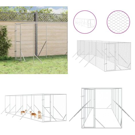 Cuccia per Cani da Esterno Argento 2x10x2 m Acciaio Zincato - Cuccia per animali domestici - Cuccia in acciaio zincato
