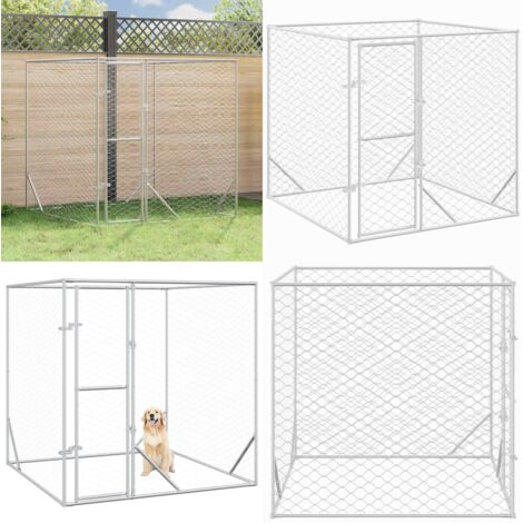 Cuccia per Cani da Esterno Argento 2x2x2 m Acciaio Zincato - Cuccia per animali domestici - Cuccia in acciaio zincato