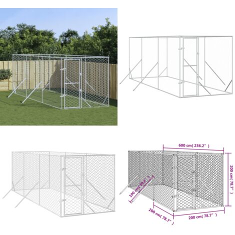 Cuccia per Cani da Esterno Argento 2x6x2 m Acciaio Zincato - Cuccia per animali domestici - Cuccia in acciaio zincato