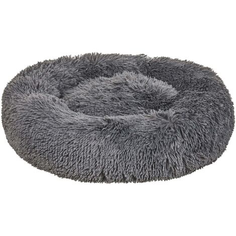 Cuccia per cani pelliccia sintetica grigio scuro 60 cm cuscino per gatto letto animali rotondo Kulu