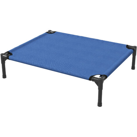 Cuccia per Cani Rialzata Pieghevole, Letto da Interno ed Esterno in Métal et Tissu Oxford, 76x61x18 cm, Bleu