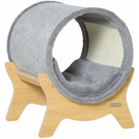 Relaxdays Casetta per Gatti, 2in1 Pouf per Sedersi e Cuccia, HxD: 38x38 cm,  Cani Piccoli, Cuscino Imbottito, Antracite