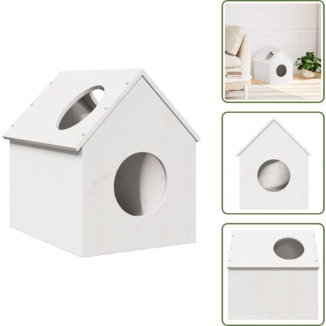Cuccia per gatti bianca - vidaXL Cuccia per Gatti Bianca 41x50x50 cm in Legno Massello di Pino - Cuccia per gatti con gradini