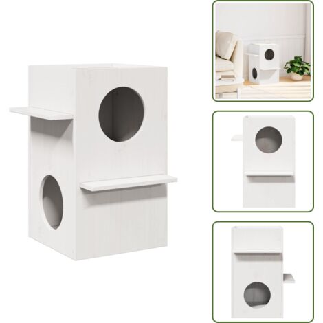 Cuccia per gatti bianca - vidaXL Cuccia per Gatti Bianca 43x43x60 cm in Legno Massello di Pino - Cuccia per gatti con gradini