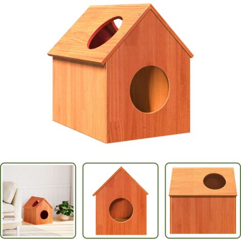 Cuccia per gatti marrone -  Cuccia per Gatti Marrone Cera 41x50x50cm Legno Massello di Pino