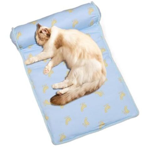 Cuccia rinfrescante per cani e gatti - Ice Silk - Morbida e lavabile - Cuscino traspirante - Materassino con cuscino per dormire in estate - 60 x 40 x 15 cm