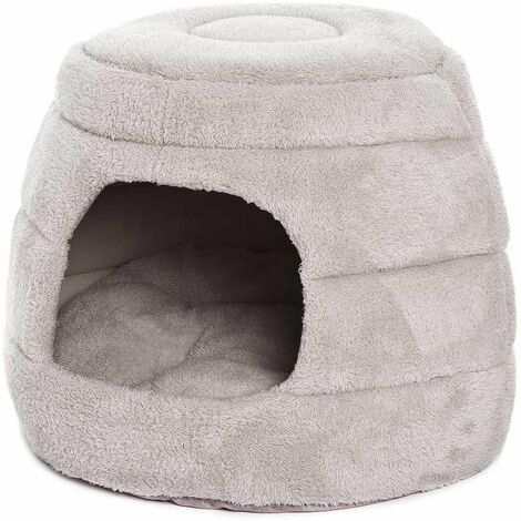 Relaxdays Cuccia per Gatti Chiusa, Puffo per Sedersi con Tana per Animali  Domestici, HLP: 38,5 x 37 x 37 cm, Grigio