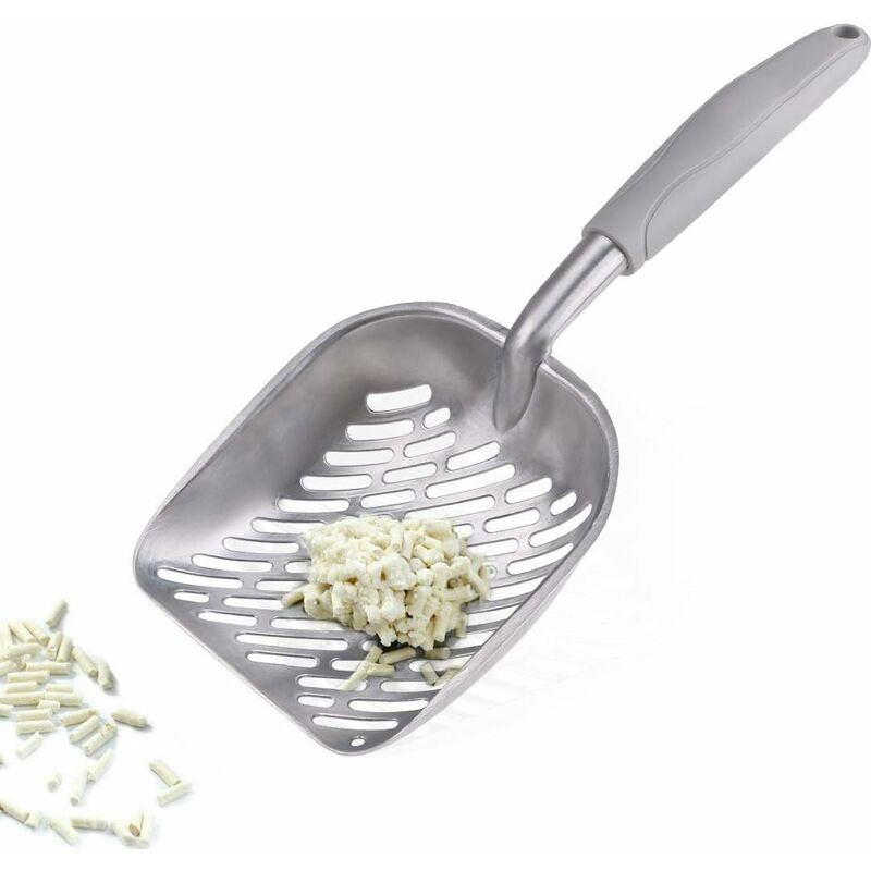 

Cuchara de arena de metal con mango largo para gatos gris