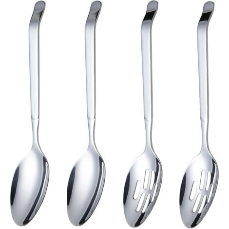 Cuchara de buffet, cuchara de acero inoxidable de mango largo, cuchara de cocina, ideal para fiestas, 27,6  5,8 cm (4)