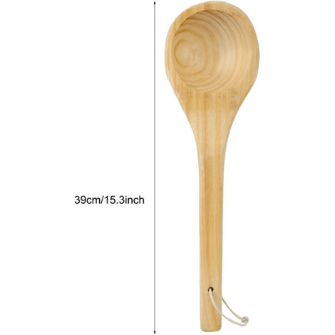 Cuchara de madera para sauna, manual, 39 cm, 1 pieza, diseño ergonómico