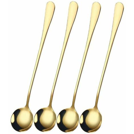 Cuchara de mango largo Cuchara para mezclar batidos de cóctel de acero inoxidable. 4 piezas