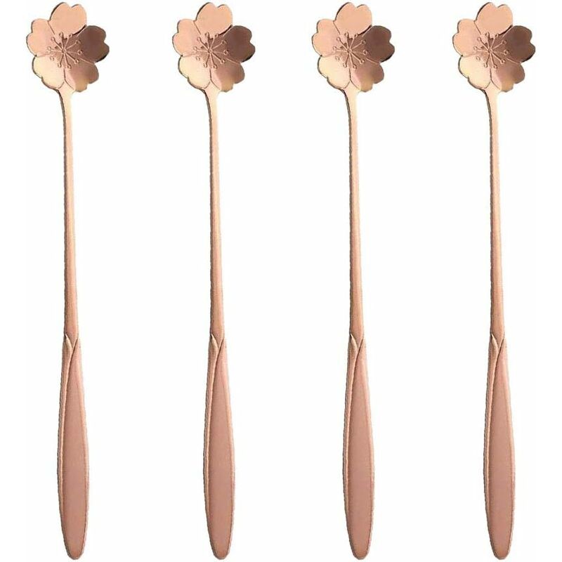 Cuchara De Té De Mango Largo De Acero Inoxidable, Cuchara Mezcladora, Café, Postre, Helado, Cuchara De Postre Portátil Dura, Juego De 4