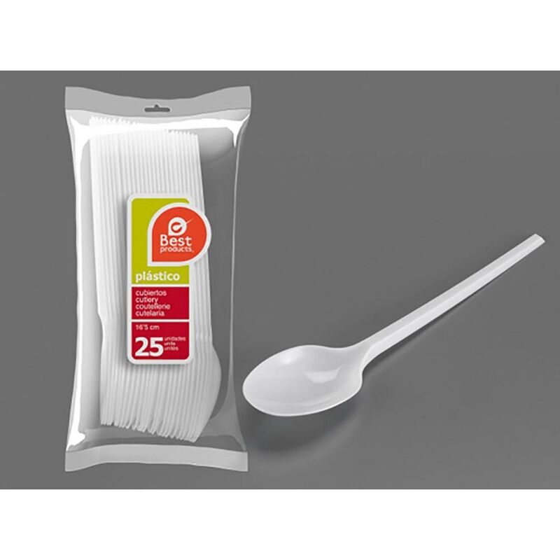 

Cuchara desechable plastico blanco best products 25 pz