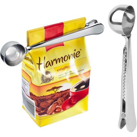 Cuchara medidora 2 en 1 de acero inoxidable con cierre de bolsillo, cuchara de café multifuncional para la cocina.