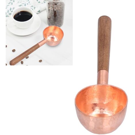 [Cuchara medidora] Cuchara medidora de café de cobre de 10 g con mango de madera compuesta para medir café, té, azúcar, especias, para el hogar, bar y cafetería.