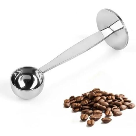 Cuchara medidora de café 2 en 1 de acero inoxidable 304, soporte para dispensador de café molido, prensador, herramienta para granos de café, cafetera de émbolo, molinillo de café.