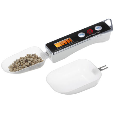 Cuchara medidora digital electrónica con función de tara, capacidad de 0,05 g a 500 g. Unidades de medida: g/oz/gn/ct/dwt.