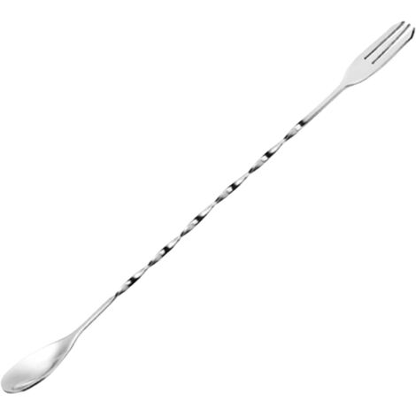 Cuchara mezcladora premium de acero inoxidable 304 - Diseño de doble extremo - Frente liso y pulido - Para café, cócteles, postres, baristas y helados