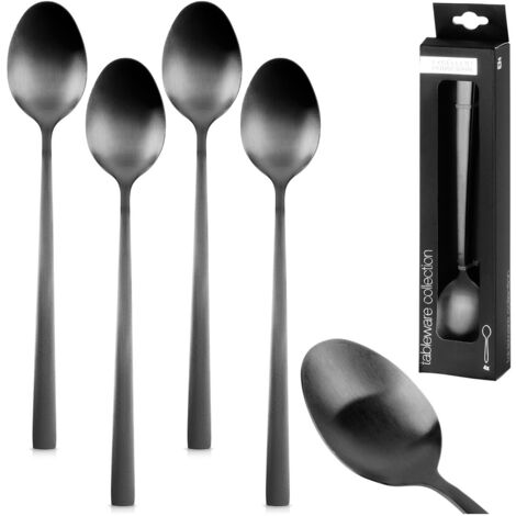 Cucharas de cóctel de acero negro 4 piezas.