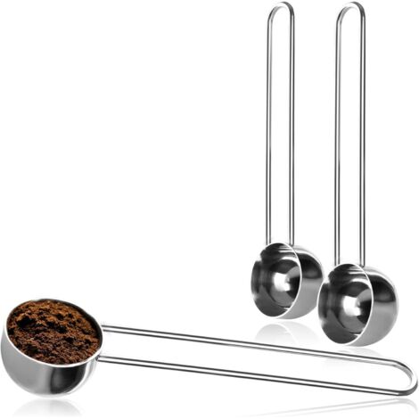 Cucharas medidoras de acero inoxidable para café - cucharas medidoras para té, café, capuchino, cacao y espresso - cucharas medidoras con mango de alambre, fácil dosificación (color plata - 15 ml)
