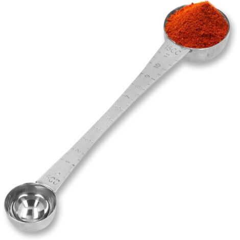 Cucharas medidoras de doble cara, cucharilla de té y cucharilla de café de acero inoxidable con graduaciones para la cocina.