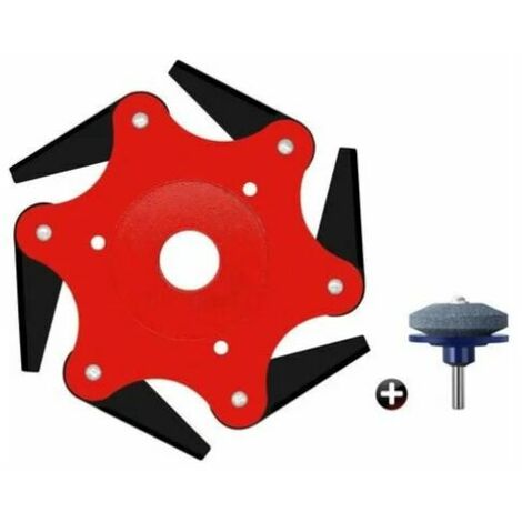 Cuchilla cortadora de cepillo para cabezal de corte al aire libre 65Mn Accesorios para cabezal de cortacésped 6 Reemplazo de cortadora de afeitar de acero con afilador de cuchillas (Kits de adaptadore
