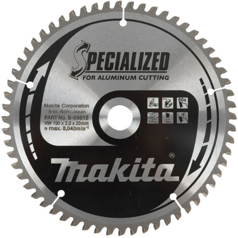 CUCHILLA DE TUNGSTENO 190MM AGUJERO 30mm 60 DIENTES PARA MAKITA ALUMINIO Cod. B-33261