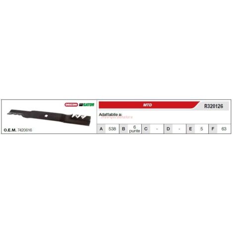 Cuchilla MTD para tractores de césped R320126