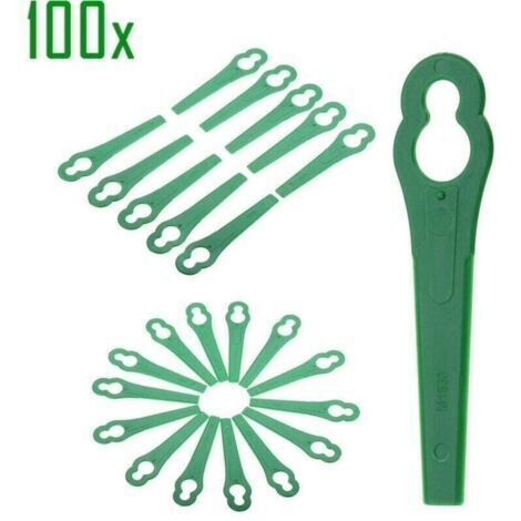 Cuchillas de plástico, 100 piezas, cuchillas para cortadora de césped para jardín y césped, accesorios para cortadora de césped, cuchillas de plástico de repuesto para demarcadores de bordes de césped
