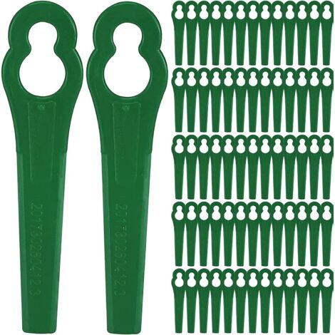 Cuchillas de plástico de repuesto para cortacéspedes, 100 unidades, accesorios para cortacéspedes, color verde.