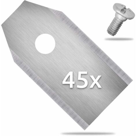 Cuchillas para cortacésped, 45 piezas de repuesto de acero inoxidable, compatibles con Husqvarna Automower/Gardena/Yardforce/Sileno/McCulloch (con tornillos)